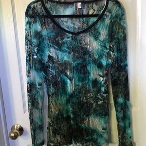 BKE Sheer Lace top Sz Lg